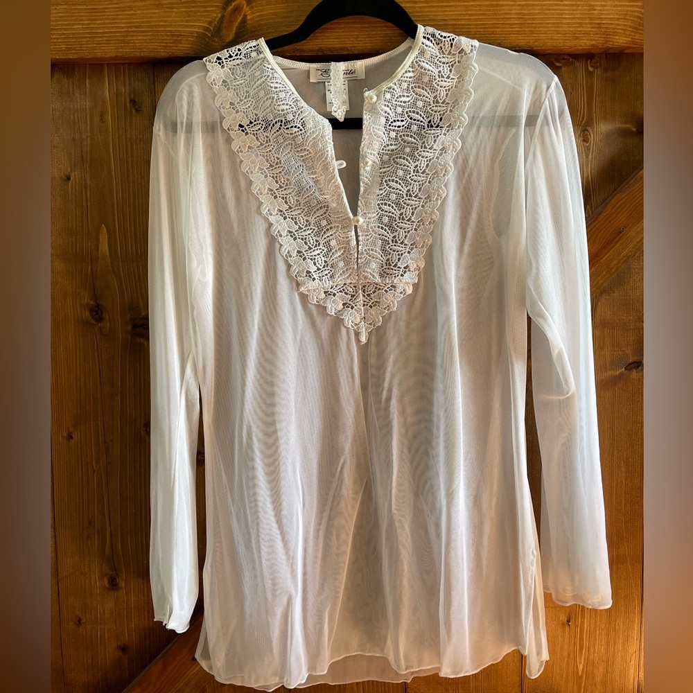 Escanté sheer chemise with lace detail